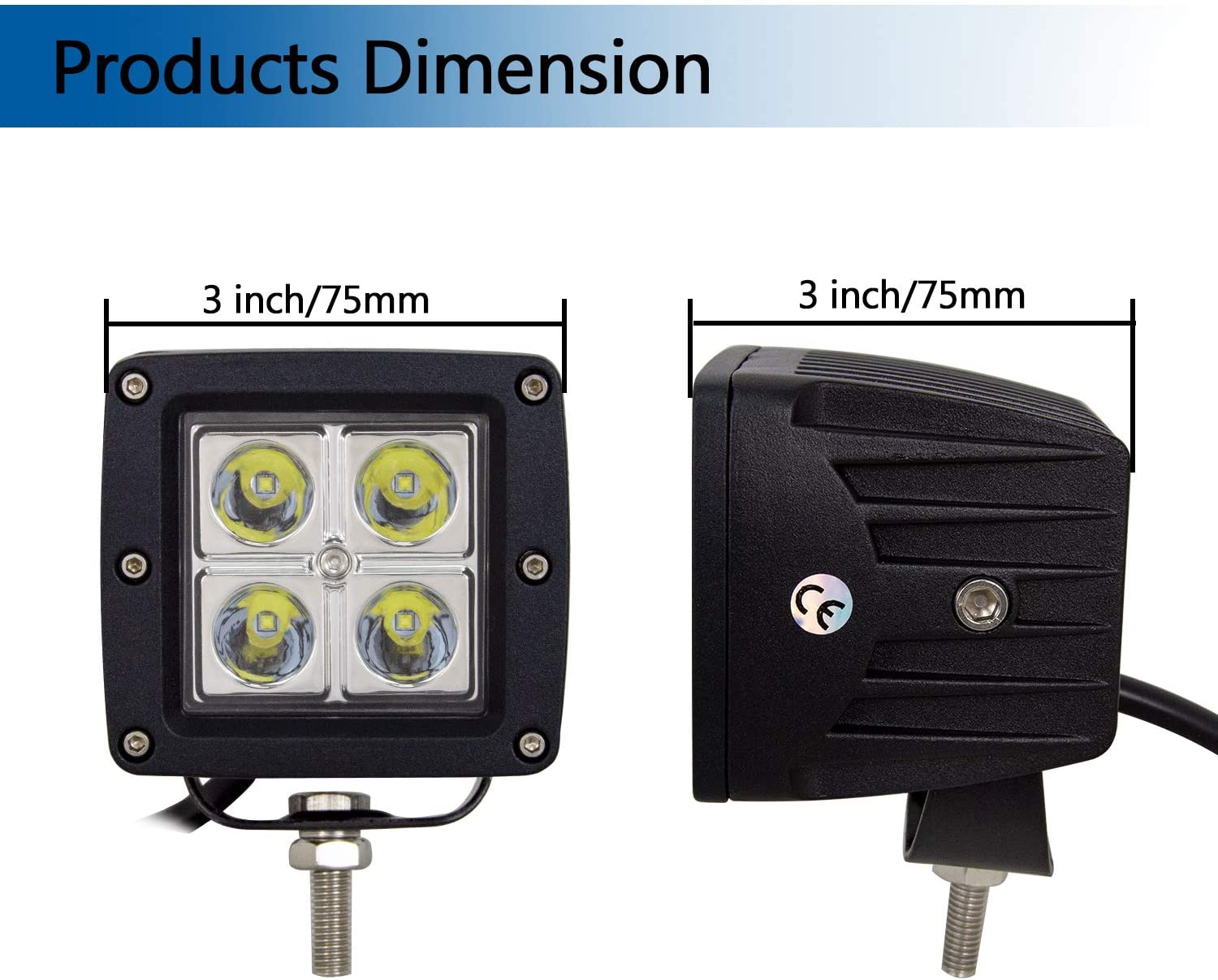12W Square water proof Led Work Light from China manufacturer