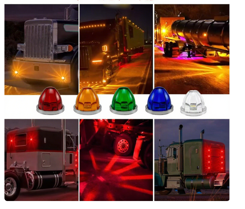 LED Watermelon Lights for Semi Truck Exterior Mini Water Melon Semi Truck Marker Lights Roof Marker Light Glass Shell