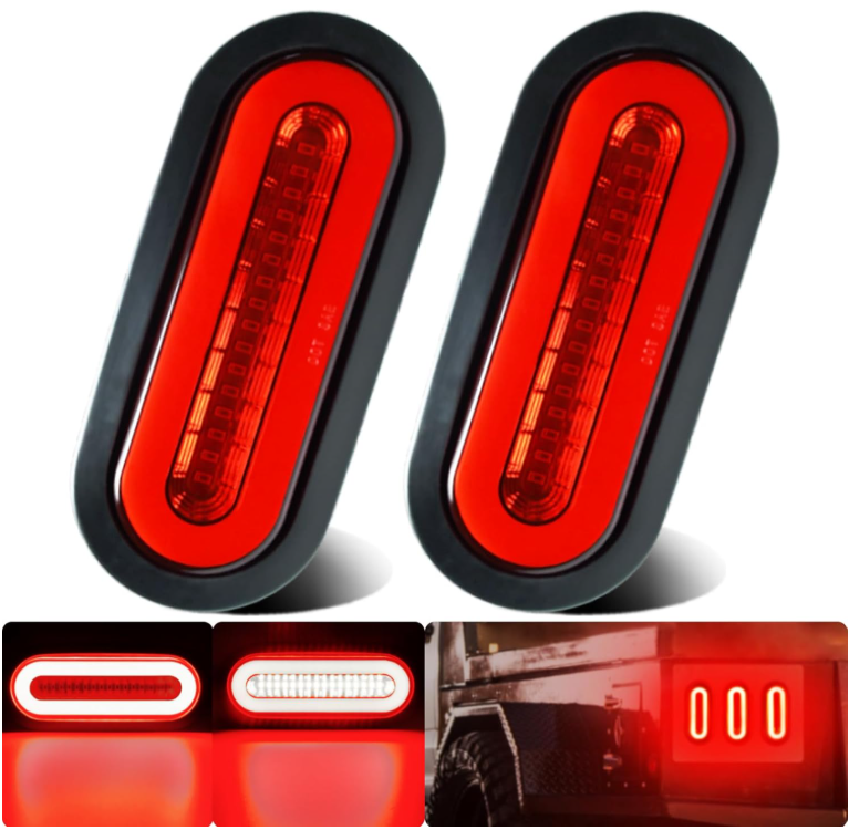 6" Inch Oval LED Tail Trailer Red Waterproof for Truck Tail light