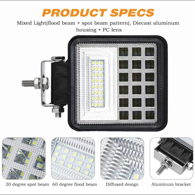Square 48w LED Work light for Auto