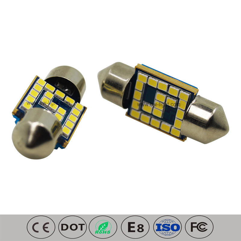1）31mm of each bulb uses 21 x 2016 super bright smd chipsets. Voltage: 12V DC, Color: 6000K .No Polarity, No Flickering. 2)Used for led interior car lights, led license plate lights, led interior map lights, led dome lights, led reading lights, dash board lights, side door courtesy lights, glove box lights, trunk cargo room lights, instrument lamp door lights, and more. 3)LED Bulb is made with aluminum body design for better heat dissipation, low temperature, low power consumption, & long-lasting life up to 50,000 hours on your car —50 times longer than the original incandescent bulbs.
