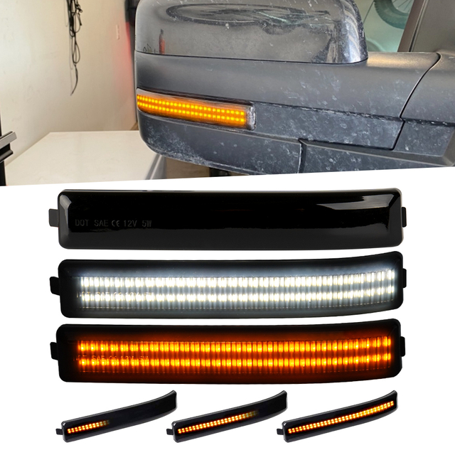 Ford Sequential Switchback LED Side Rearview Mirror Reflector Turn Signal Light with Smoked lens 