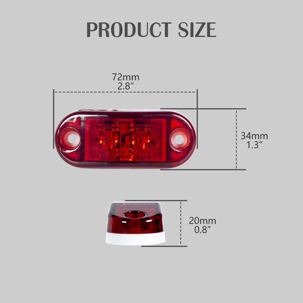 3 Inch Red H-shape Led Side Marker Light