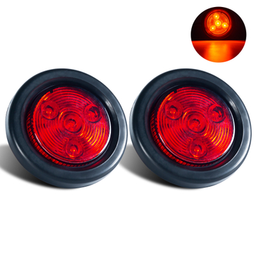 2" Round Red/Amber LED Side Marker Lights 