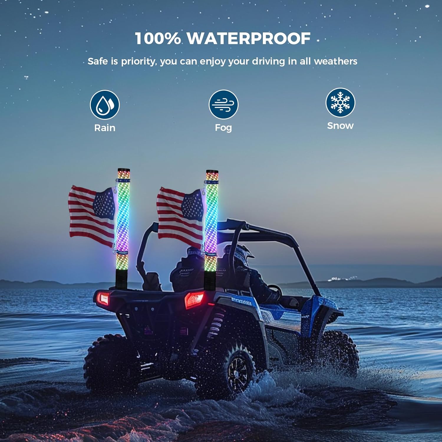 car lights 3ft LED whip lights,4ft RGB LED whip lights,LED whip lights for UTV,LED whip lights for off-road,music sync LED whip light