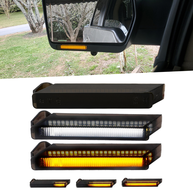 Ford F150 Expedition LED Flash&DRL Side Rearview Mirror Turn Signals Running Lights (Smoked Lens)