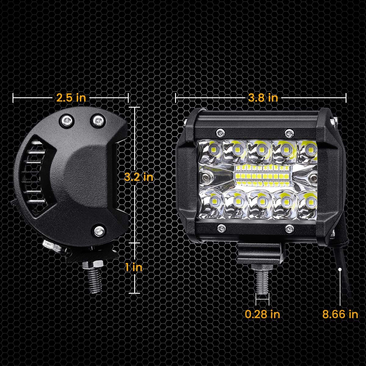 60W 4inch Spot Flood Combo LED Work Light Bar