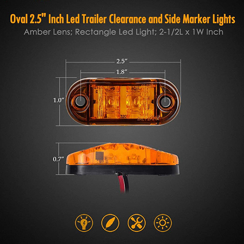 Oval 2.5" Clearance Side Marker Lamp Trailer Led Side Marker Car Lights