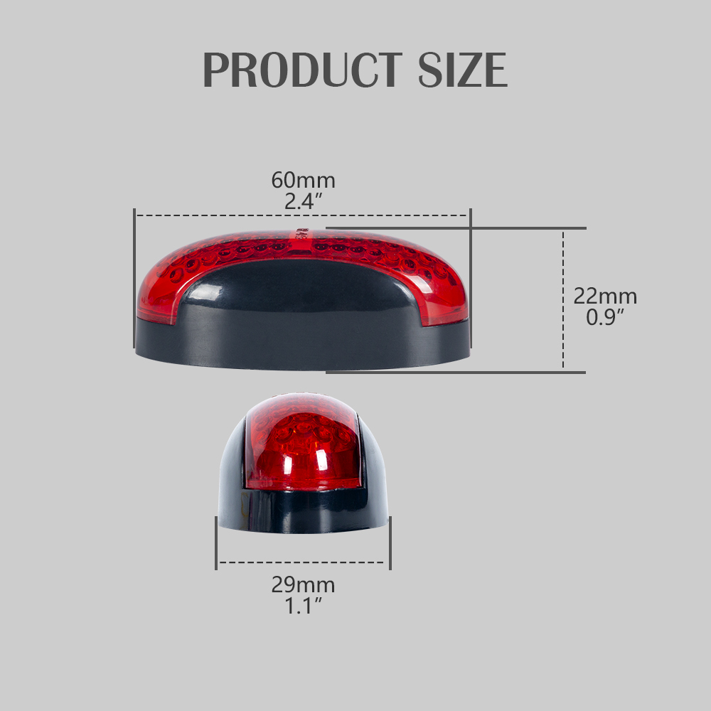 Red Oval Surface Mount Led Marker Side Light