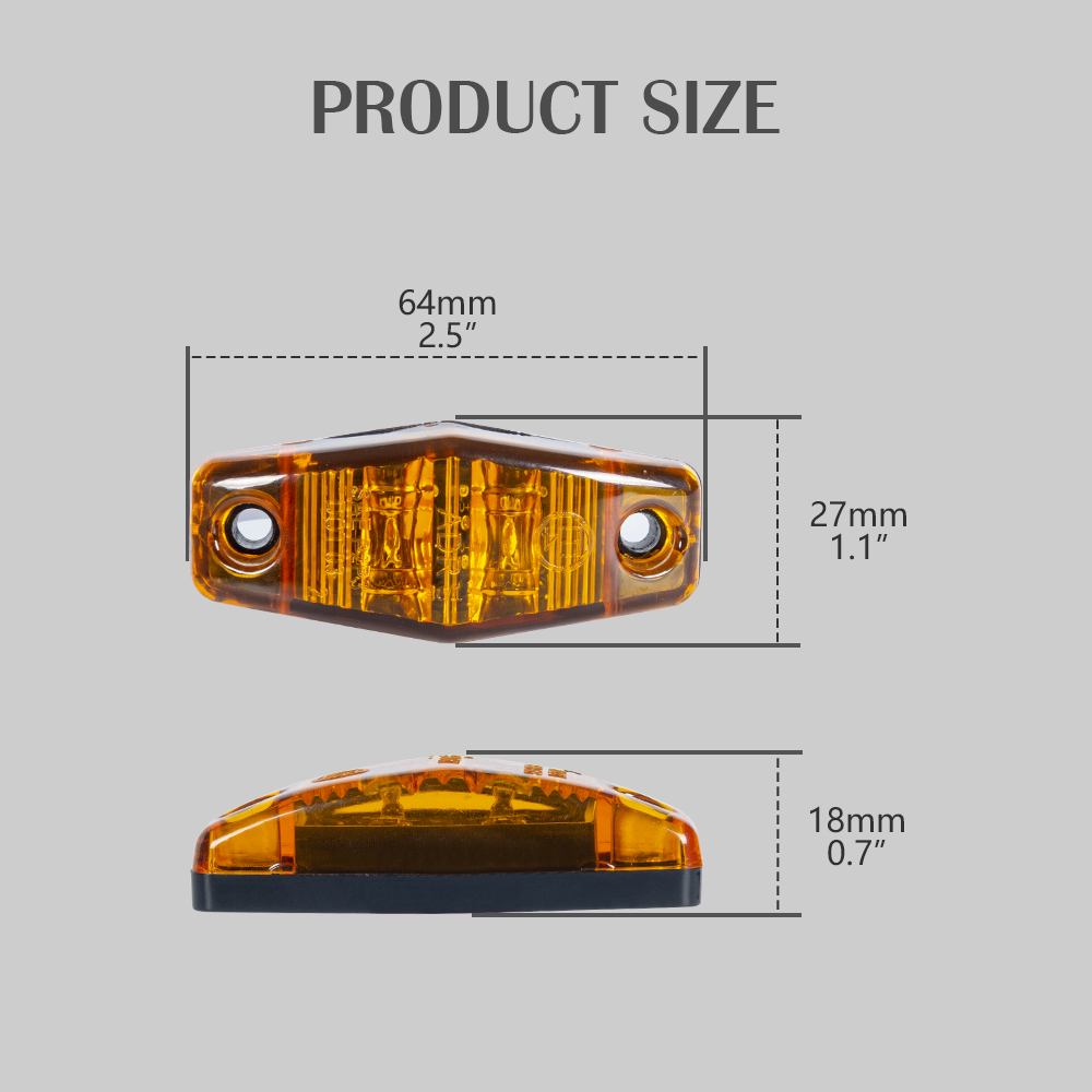 2.5" Mini Oval Amber Led Side Marker Lights
