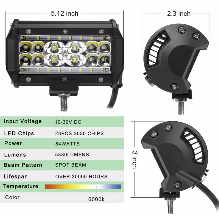 5 Inch 84W Rectangular Led Driving Light Bar