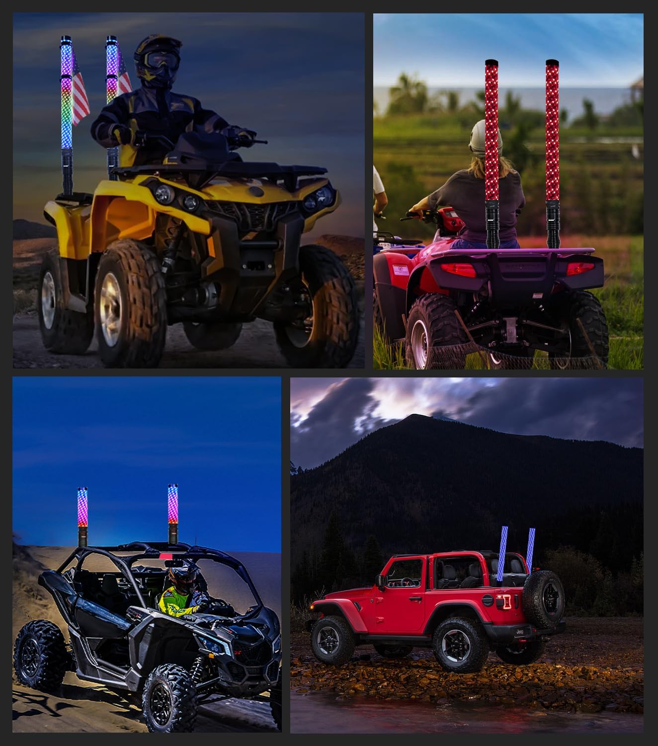 UTV customization ATV lighting upgrade,single-color multi-color LED whips,Off-road vehicle LED accessories,UTV LED light bars,custom UTV lighting