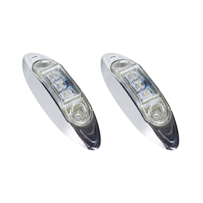 White Mini Led Marker Light with Chrome Bezel 