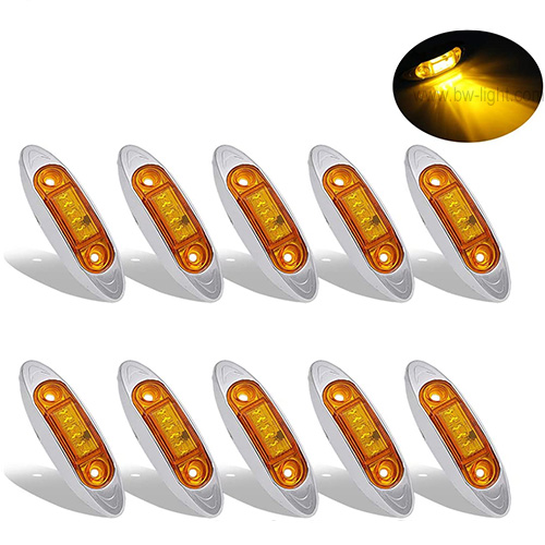 Amber/White 24v Led Marker Light with chrome cover for Truck.
